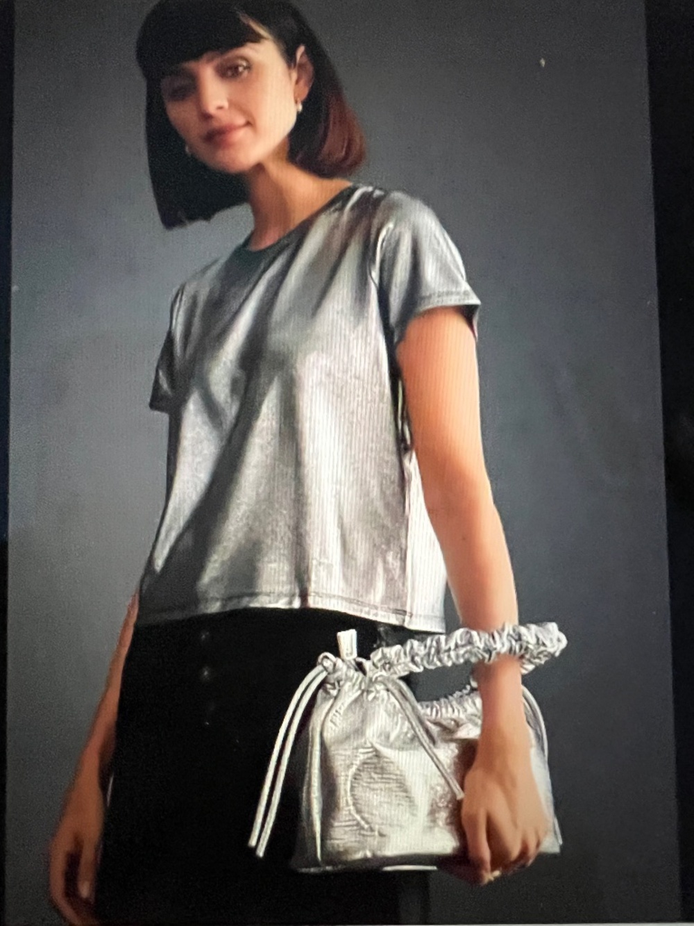 NWOT - Porridge Shine Glam Tee - XS - Silver